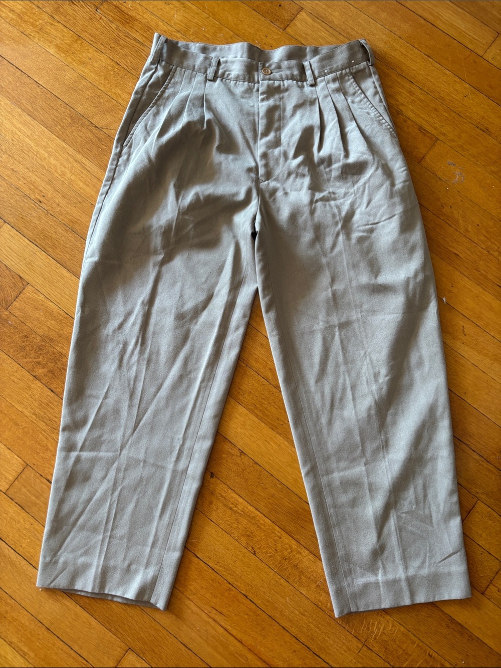 Adolfo Light Gray Pleated Chinos